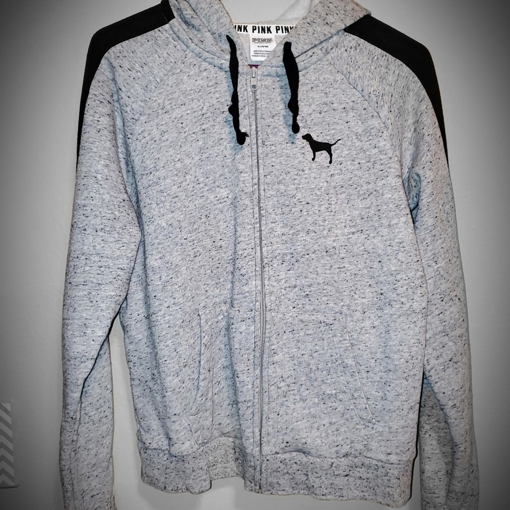 Gray Victorias Secret Pink zip up hoodie
